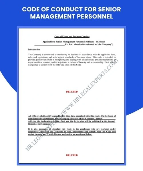 Code of Conduct for Senior Management Personnel - HR Legal Experts
