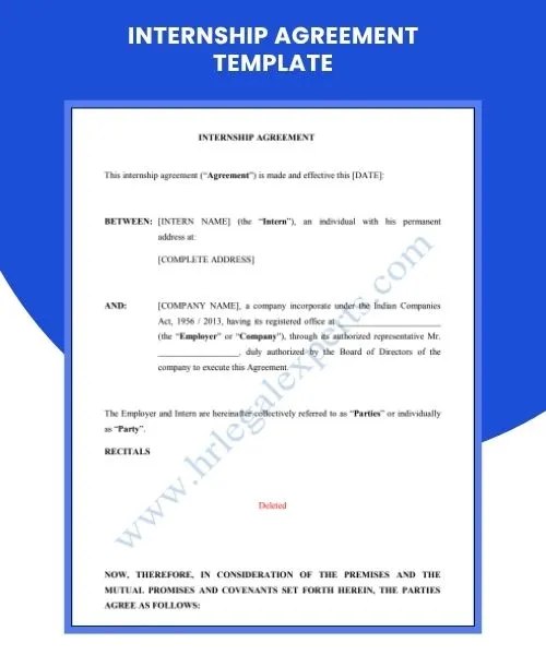 Internship Agreement Template - HR Legal Experts
